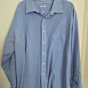 Men's Izod‎ blue check L/S dress shirt Neck 20